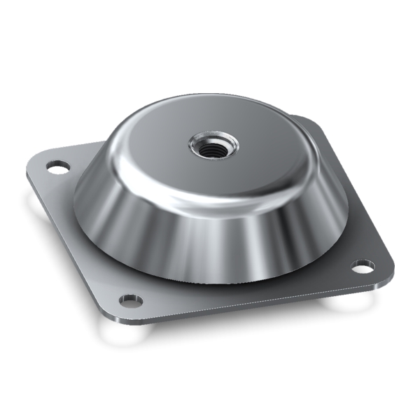 Supporto antivibrante a campana a base quadra con dado 1 Supporto antivibrante a campana a base quadra con dado