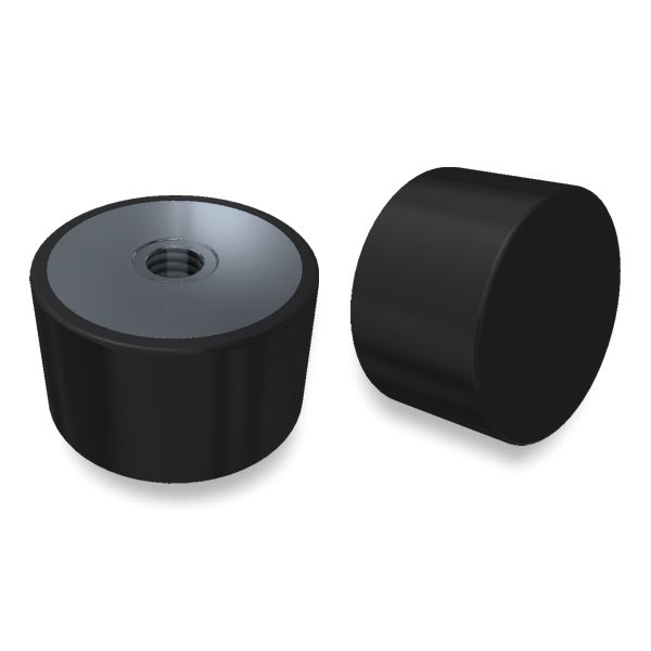 03 1 2 ANTIVIBRANTI CILINDRICI IN ACCIAIO ZINCATO CON PIEDINO FEMMINA IN GOMMA TENERA a36521ff